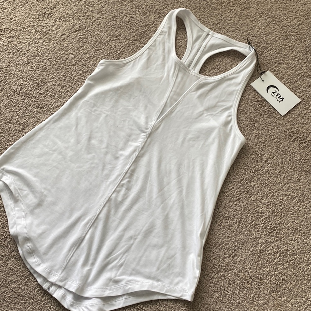 ZYIA Active Effortless black tank top Mesh trim size Small